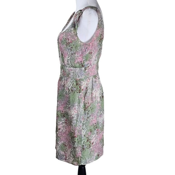J.Crew Floral Silk Fairy Dress Sz 2 Watercolor Flutter Sleeve Scoop Neck Dainty - Picture 4 of 11